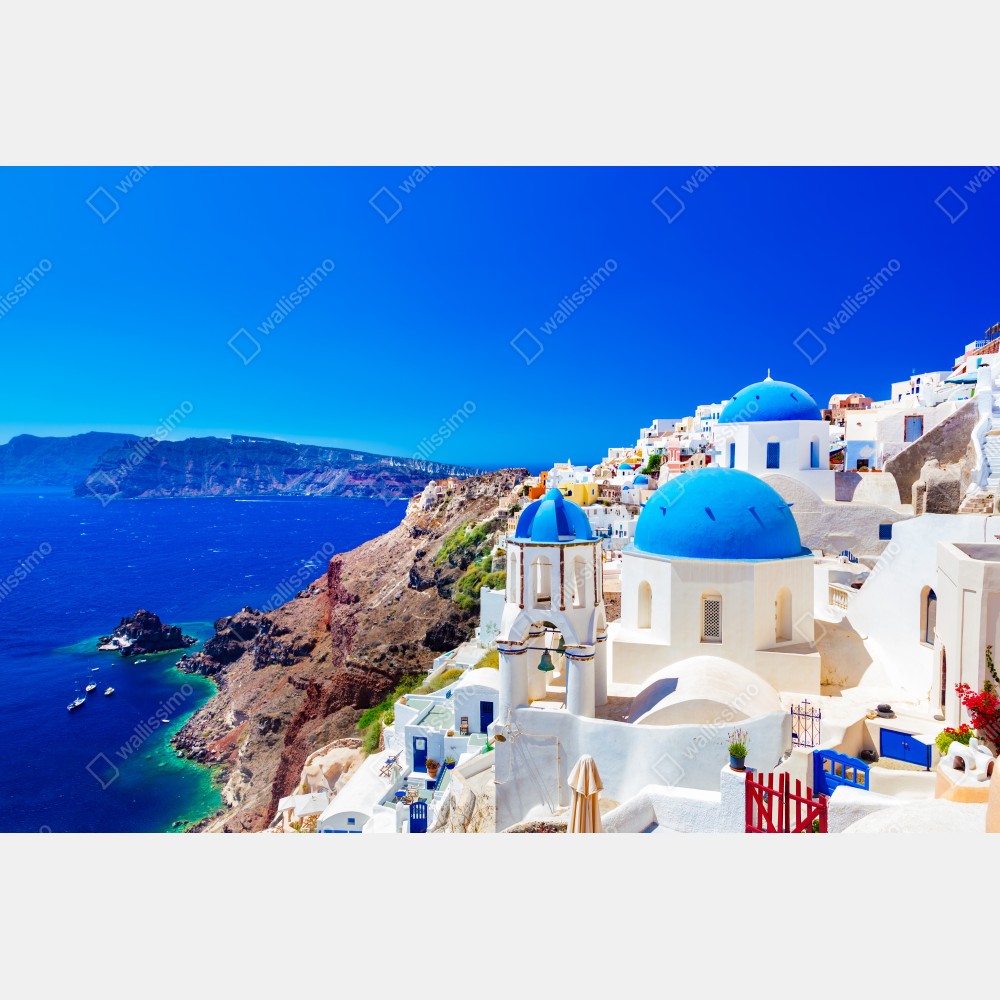 Tischaufkleber und Schreibtischaufkleber Santorini blaue kuppeln über dem Ägäischen Meer – Wallnifity® Tischaufkleber und Schreibtischaufkleber Santorini blaue kuppeln über dem Ägäischen Meer – Wallnifity®