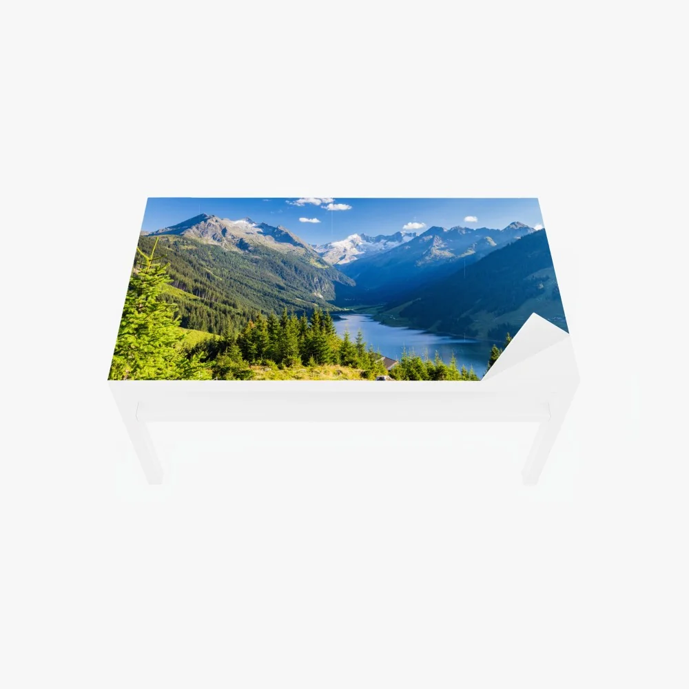 Tischaufkleber und Schreibtischaufkleber ruhiges tal mit alpensee – Wallnifity® Tischaufkleber und Schreibtischaufkleber ruhiges tal mit alpensee – Wallnifity®
