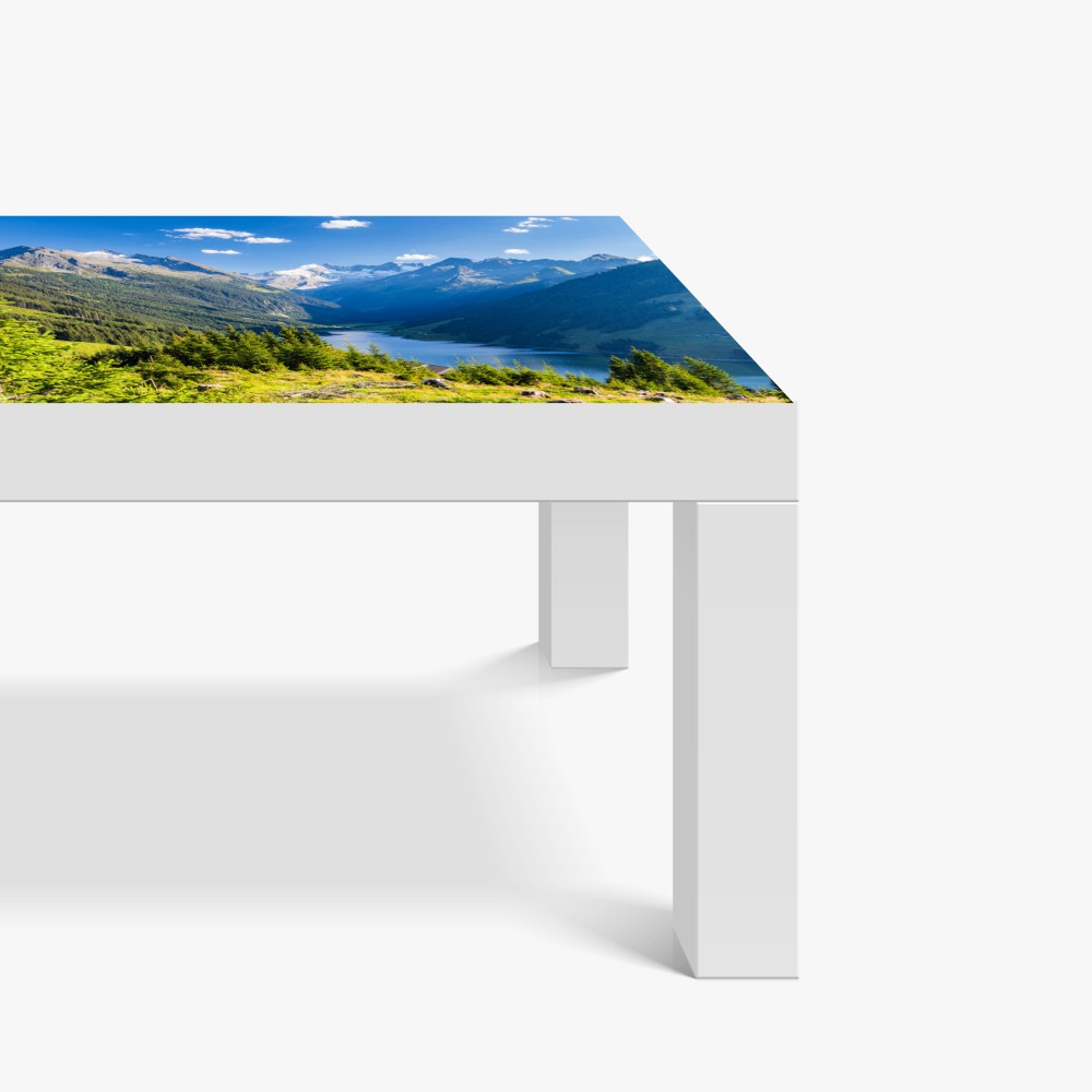 Tischaufkleber und Schreibtischaufkleber ruhiges tal mit alpensee – Wallnifity® Tischaufkleber und Schreibtischaufkleber ruhiges tal mit alpensee – Wallnifity®