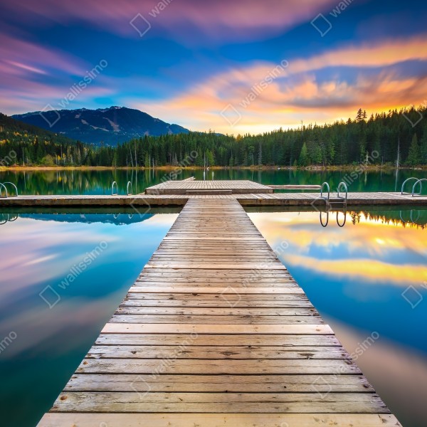 Tischaufkleber und Schreibtischaufkleber ruhiger bergsee im sonnenuntergang – Wallnifity® Tischaufkleber und Schreibtischaufkleber ruhiger bergsee im sonnenuntergang – Wallnifity®