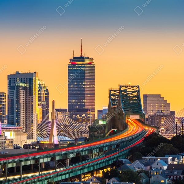 Tischaufkleber und Schreibtischaufkleber panorama von Boston bei sonnenuntergang mit Zakim und Tobin brücken – Wallnifity® Tischaufkleber und Schreibtischaufkleber panorama von Boston bei sonnenuntergang mit Zakim und Tobin brücken – Wallnifity®