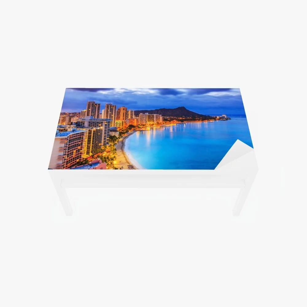 Tischaufkleber und Schreibtischaufkleber Honolulu skyline bei dämmerung – Wallnifity® Tischaufkleber und Schreibtischaufkleber Honolulu skyline bei dämmerung – Wallnifity®