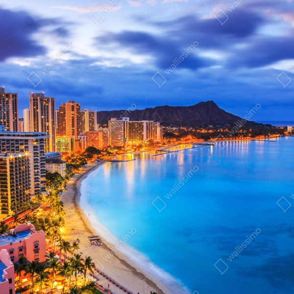 Tischaufkleber und Schreibtischaufkleber Honolulu skyline bei dämmerung – Wallnifity® Tischaufkleber und Schreibtischaufkleber Honolulu skyline bei dämmerung – Wallnifity®