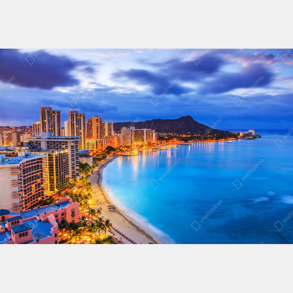 Tischaufkleber und Schreibtischaufkleber Honolulu skyline bei dämmerung – Wallnifity® Tischaufkleber und Schreibtischaufkleber Honolulu skyline bei dämmerung – Wallnifity®