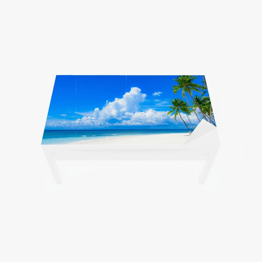 Tischaufkleber und Schreibtischaufkleber tropischer palmenstrand unter blauem himmel – Wallnifity® Tischaufkleber und Schreibtischaufkleber tropischer palmenstrand unter blauem himmel – Wallnifity®