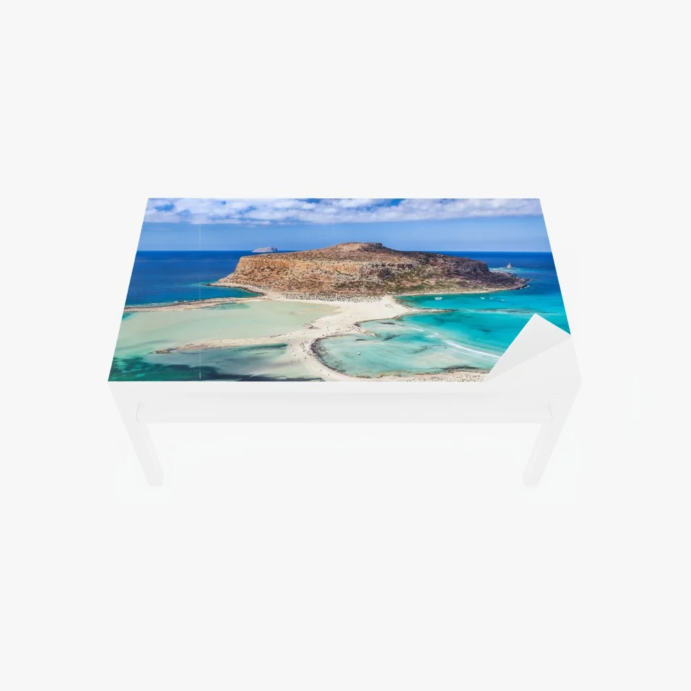 Tischaufkleber und Schreibtischaufkleber türkise lagune mit insel und sandstrand – Wallnifity® Tischaufkleber und Schreibtischaufkleber türkise lagune mit insel und sandstrand – Wallnifity®