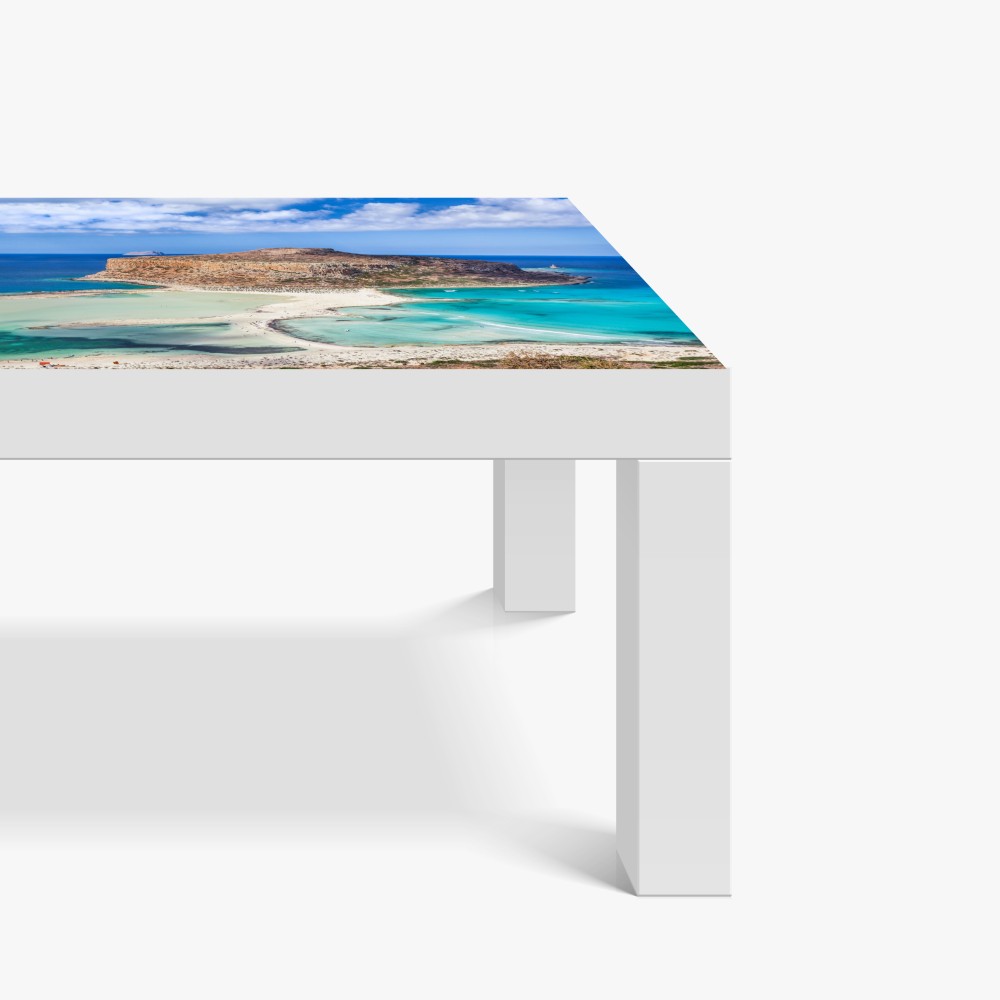Tischaufkleber und Schreibtischaufkleber türkise lagune mit insel und sandstrand – Wallnifity® Tischaufkleber und Schreibtischaufkleber türkise lagune mit insel und sandstrand – Wallnifity®