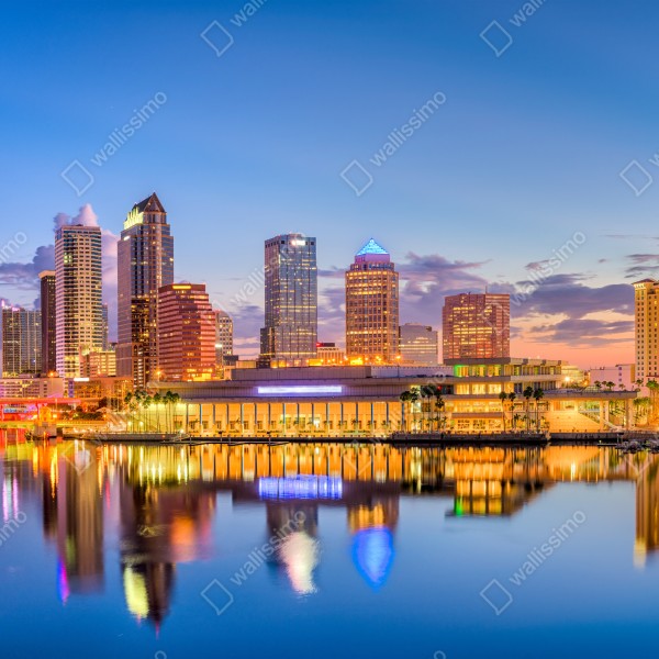 Tischaufkleber und Schreibtischaufkleber Tampa skyline bei dämmerung – Wallnifity® Tischaufkleber und Schreibtischaufkleber Tampa skyline bei dämmerung – Wallnifity®