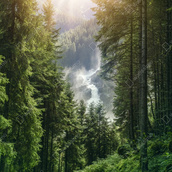 Tischaufkleber und Schreibtischaufkleber Krimml wasserfall im üppigen alpinen wald – Wallnifity® Tischaufkleber und Schreibtischaufkleber Krimml wasserfall im üppigen alpinen wald – Wallnifity®