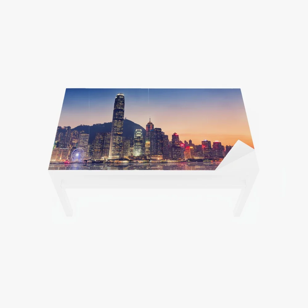 Tischaufkleber und Schreibtischaufkleber Hongkong panorama bei dämmerung – Wallnifity® Tischaufkleber und Schreibtischaufkleber Hongkong panorama bei dämmerung – Wallnifity®