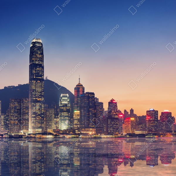 Tischaufkleber und Schreibtischaufkleber Hongkong panorama bei dämmerung – Wallnifity® Tischaufkleber und Schreibtischaufkleber Hongkong panorama bei dämmerung – Wallnifity®