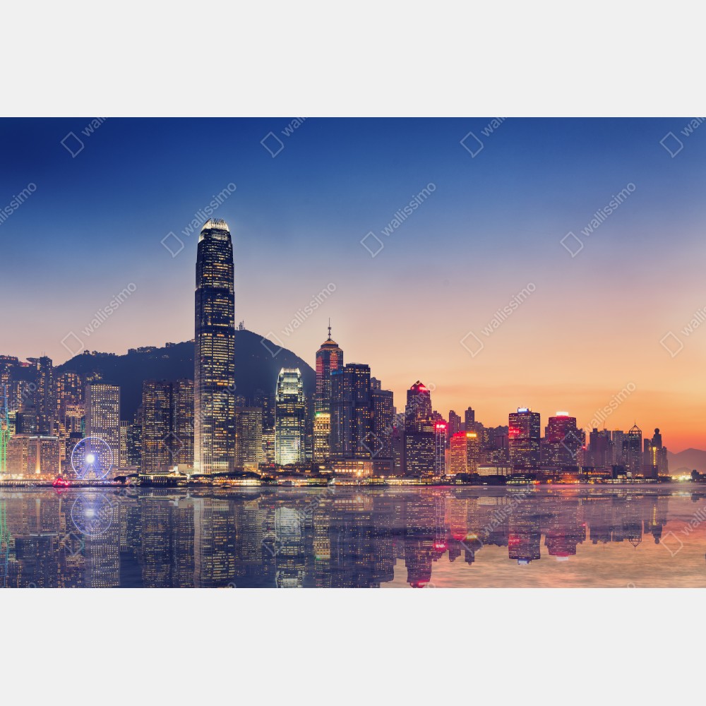 Tischaufkleber und Schreibtischaufkleber Hongkong panorama bei dämmerung – Wallnifity® Tischaufkleber und Schreibtischaufkleber Hongkong panorama bei dämmerung – Wallnifity®