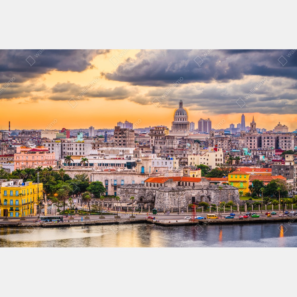 Tischaufkleber und Schreibtischaufkleber Havanna skyline bei sonnenuntergang – Wallnifity® Tischaufkleber und Schreibtischaufkleber Havanna skyline bei sonnenuntergang – Wallnifity®