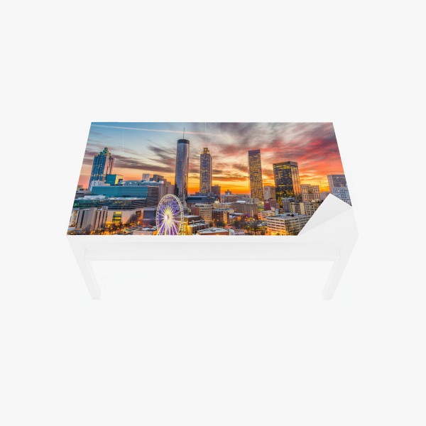 Tischaufkleber und Schreibtischaufkleber nebliger sonnenaufgang über holzsteg – Wallnifity®
