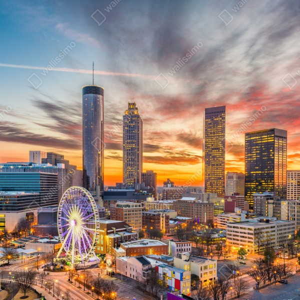 Tischaufkleber und Schreibtischaufkleber Atlanta skyline bei sonnenuntergang – Wallnifity® Tischaufkleber und Schreibtischaufkleber Atlanta skyline bei sonnenuntergang – Wallnifity®