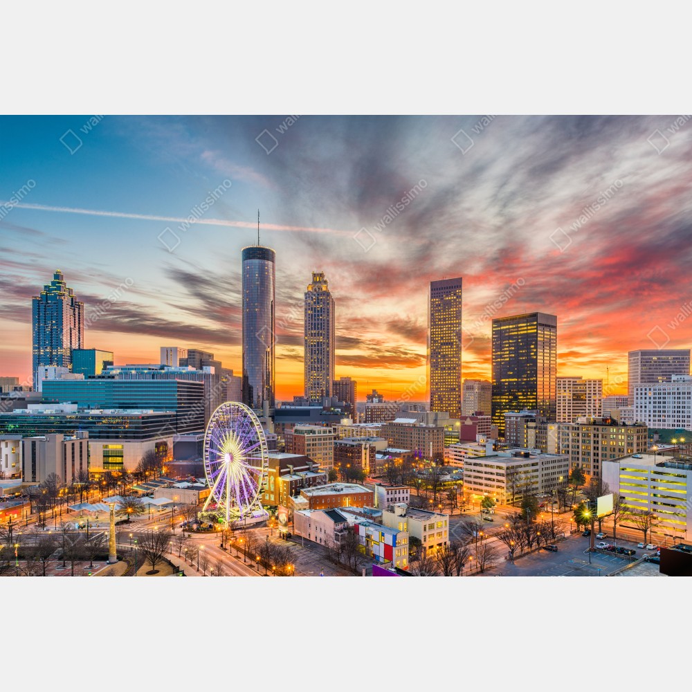 Tischaufkleber und Schreibtischaufkleber Atlanta skyline bei sonnenuntergang – Wallnifity® Tischaufkleber und Schreibtischaufkleber Atlanta skyline bei sonnenuntergang – Wallnifity®
