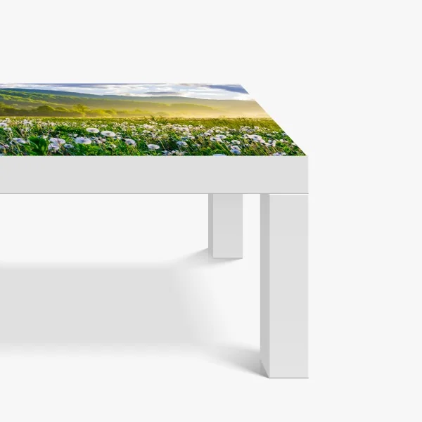 Tischaufkleber und Schreibtischaufkleber sonnige bergwiese bei sonnenaufgang – Wallnifity®