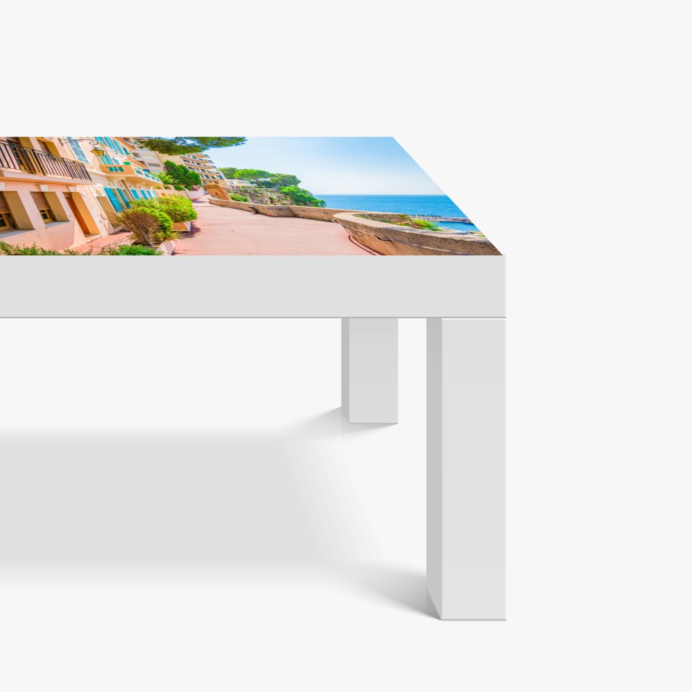 Tischaufkleber und Schreibtischaufkleber mediterrane promenade mit pastellfarbenen häusern – Wallnifity® Tischaufkleber und Schreibtischaufkleber mediterrane promenade mit pastellfarbenen häusern – Wallnifity®