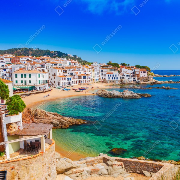 Tischaufkleber und Schreibtischaufkleber sonniges mediterranes küstendorf – Wallnifity® Tischaufkleber und Schreibtischaufkleber sonniges mediterranes küstendorf – Wallnifity®