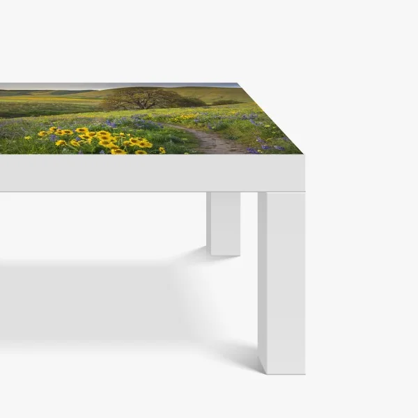 Tischaufkleber und Schreibtischaufkleber sonnige bergwiese bei sonnenaufgang – Wallnifity®