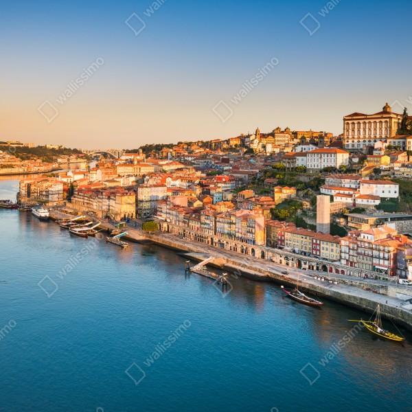 Tischaufkleber und Schreibtischaufkleber sonnige Porto ufer-skyline im goldenen licht – Wallnifity® Tischaufkleber und Schreibtischaufkleber sonnige Porto ufer-skyline im goldenen licht – Wallnifity®