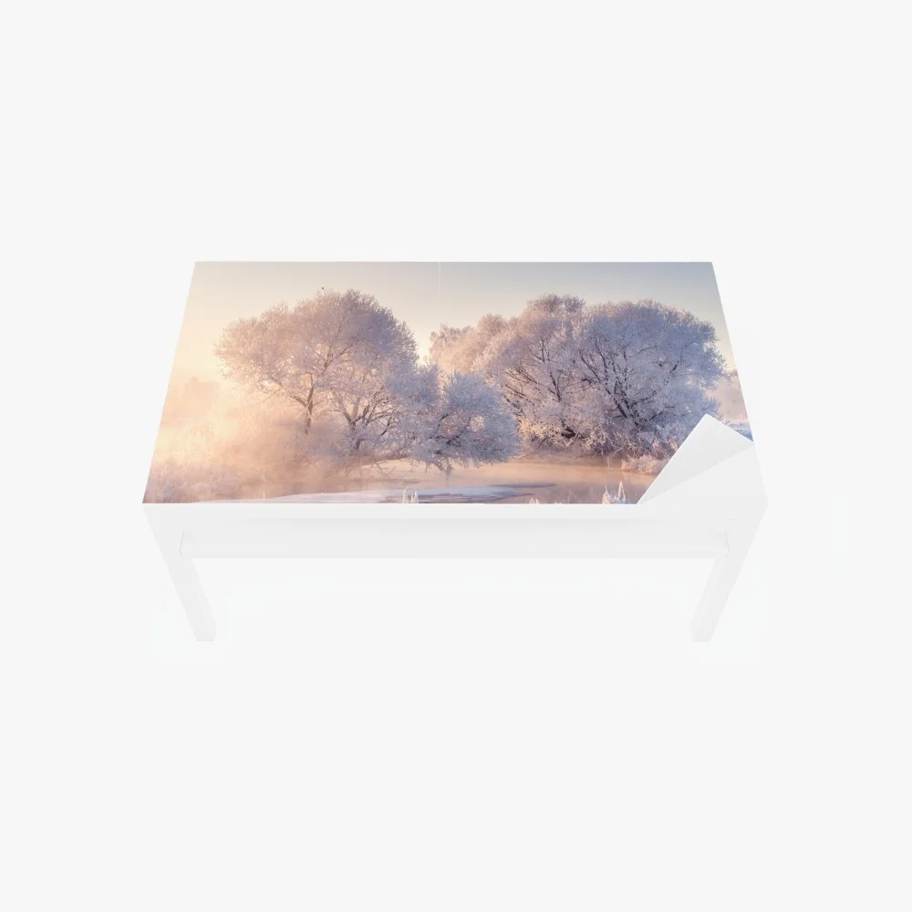 Tischaufkleber und Schreibtischaufkleber raureifbedeckte bäume bei sonnenaufgang – Wallnifity® Tischaufkleber und Schreibtischaufkleber raureifbedeckte bäume bei sonnenaufgang – Wallnifity®