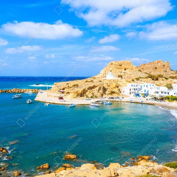 Tischaufkleber und Schreibtischaufkleber sonniger hafen Finiki an der Küste von Karpathos – Wallnifity® Tischaufkleber und Schreibtischaufkleber sonniger hafen Finiki an der Küste von Karpathos – Wallnifity®