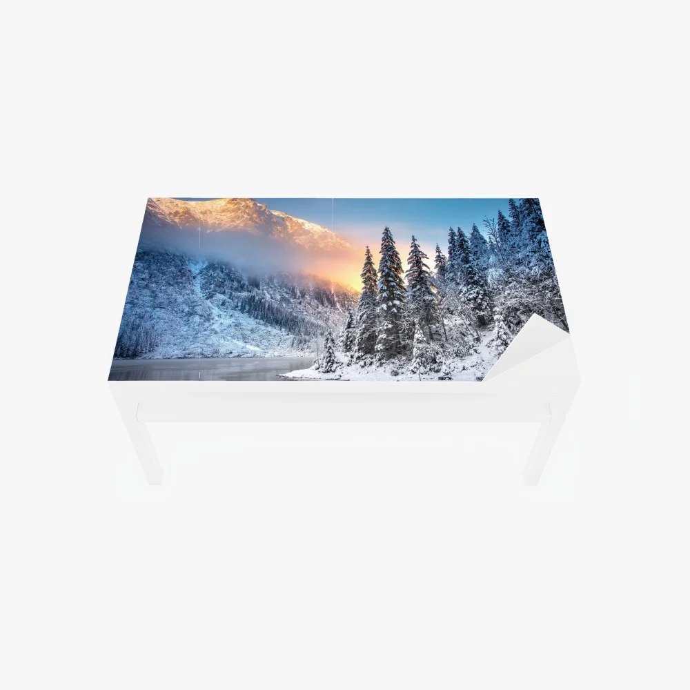 Tischaufkleber und Schreibtischaufkleber winterlicher sonnenaufgang am Morskie Oko – Wallnifity®