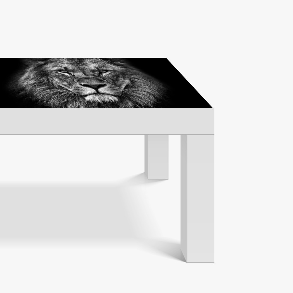 Tischaufkleber und Schreibtischaufkleber majestätisches löwenportrait in monochrom – Wallnifity® Tischaufkleber und Schreibtischaufkleber majestätisches löwenportrait in monochrom – Wallnifity®