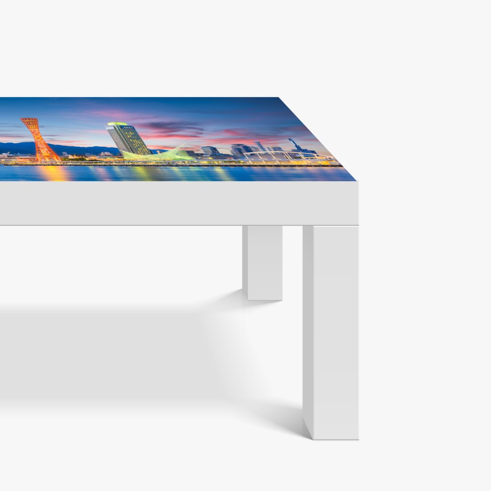 Tischaufkleber und Schreibtischaufkleber Kobe skyline bei dämmerung – Wallnifity® Tischaufkleber und Schreibtischaufkleber Kobe skyline bei dämmerung – Wallnifity®