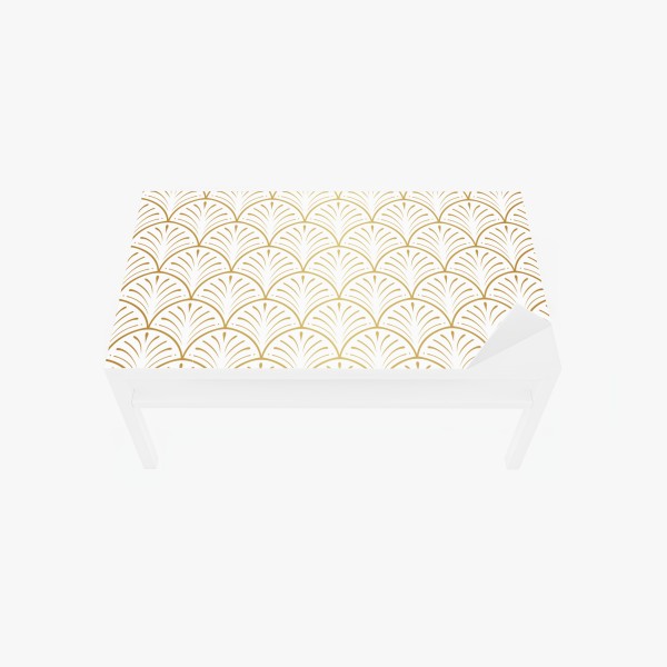 Tischaufkleber und Schreibtischaufkleber elegantes goldenes geometrisches blattmuster – Wallnifity®