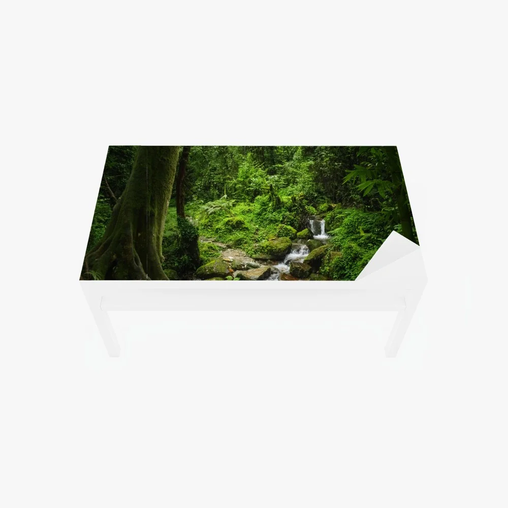 Tischaufkleber und Schreibtischaufkleber üppiger grüner waldwasserfall – Wallnifity® Tischaufkleber und Schreibtischaufkleber üppiger grüner waldwasserfall – Wallnifity®