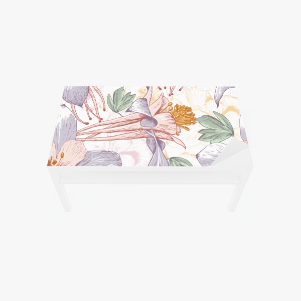Tischaufkleber und Schreibtischaufkleber zarte pastellblumen im botanischen stil – Wallnifity® Tischaufkleber und Schreibtischaufkleber zarte pastellblumen im botanischen stil – Wallnifity®