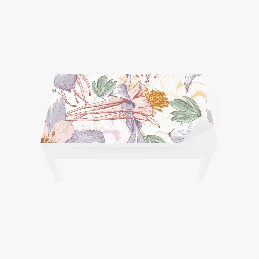 Tischaufkleber und Schreibtischaufkleber zarte pastellblumen im botanischen stil – Wallnifity® Tischaufkleber und Schreibtischaufkleber zarte pastellblumen im botanischen stil – Wallnifity®