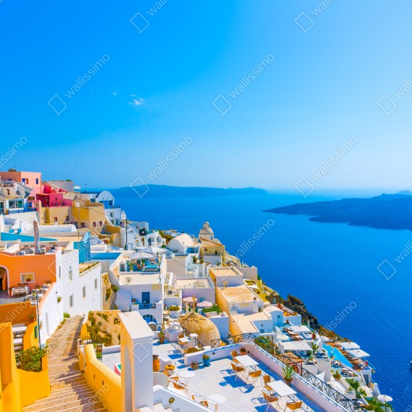 Tischaufkleber und Schreibtischaufkleber sonnige ansicht der caldera von Santorini – Wallnifity® Tischaufkleber und Schreibtischaufkleber sonnige ansicht der caldera von Santorini – Wallnifity®