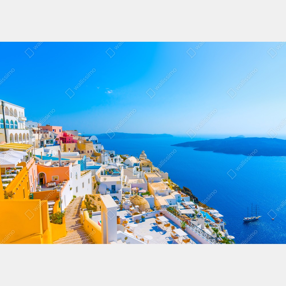 Tischaufkleber und Schreibtischaufkleber sonnige ansicht der caldera von Santorini – Wallnifity® Tischaufkleber und Schreibtischaufkleber sonnige ansicht der caldera von Santorini – Wallnifity®