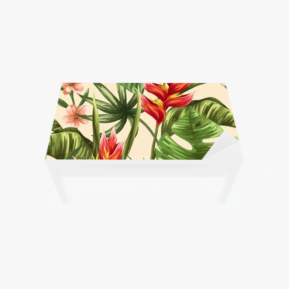 Tischaufkleber und Schreibtischaufkleber tropisches blumenmuster mit hibiskus und plumeria – Wallnifity®
