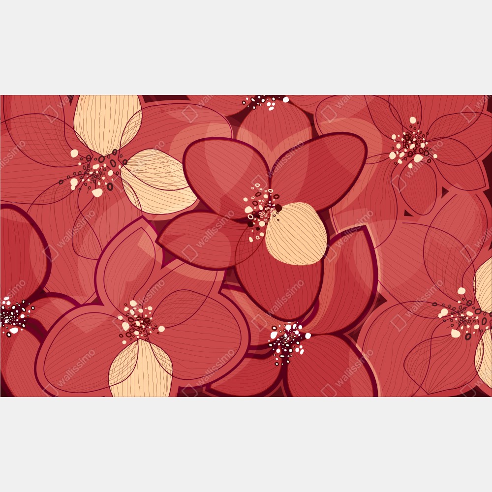 Tischaufkleber und Schreibtischaufkleber rotes blumenmuster mit beigen mittelpunkten – Wallnifity® Tischaufkleber und Schreibtischaufkleber rotes blumenmuster mit beigen mittelpunkten – Wallnifity®