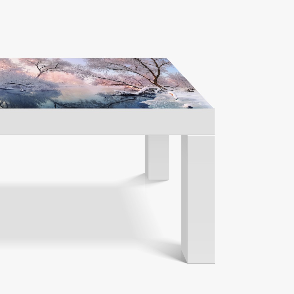 Tischaufkleber und Schreibtischaufkleber ruhige winterlandschaft am fluss – Wallnifity® Tischaufkleber und Schreibtischaufkleber ruhige winterlandschaft am fluss – Wallnifity®
