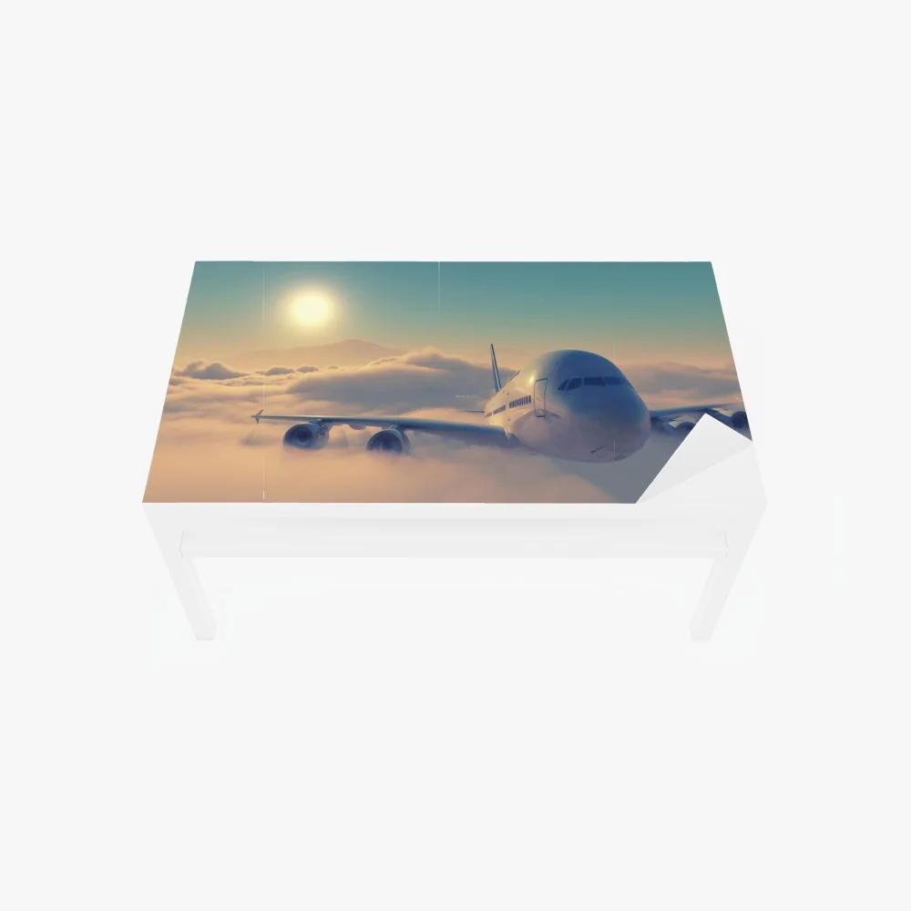 Tischaufkleber und Schreibtischaufkleber flugzeug über den wolken im morgengrauen – Wallnifity® Tischaufkleber und Schreibtischaufkleber flugzeug über den wolken im morgengrauen – Wallnifity®