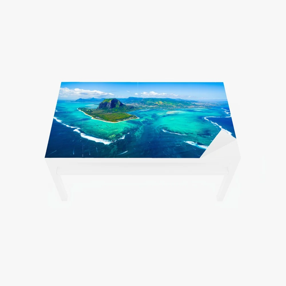 Tischaufkleber und Schreibtischaufkleber panorama Le Morne über der lagune von Mauritius – Wallnifity®
