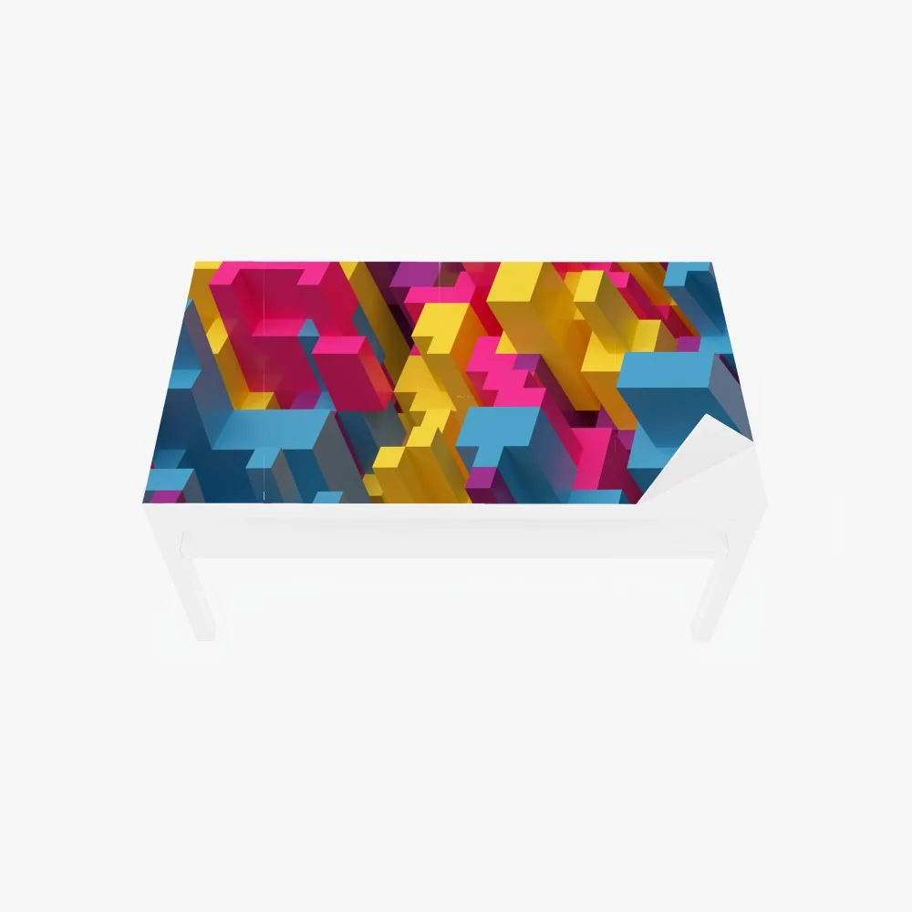 Tischaufkleber und Schreibtischaufkleber buntes 3d-voxel-muster – Wallnifity® Tischaufkleber und Schreibtischaufkleber buntes 3d-voxel-muster – Wallnifity®