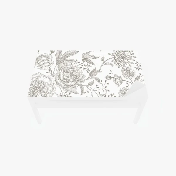 Tischaufkleber und Schreibtischaufkleber zartes botanisches blumenmuster im vintage-stil