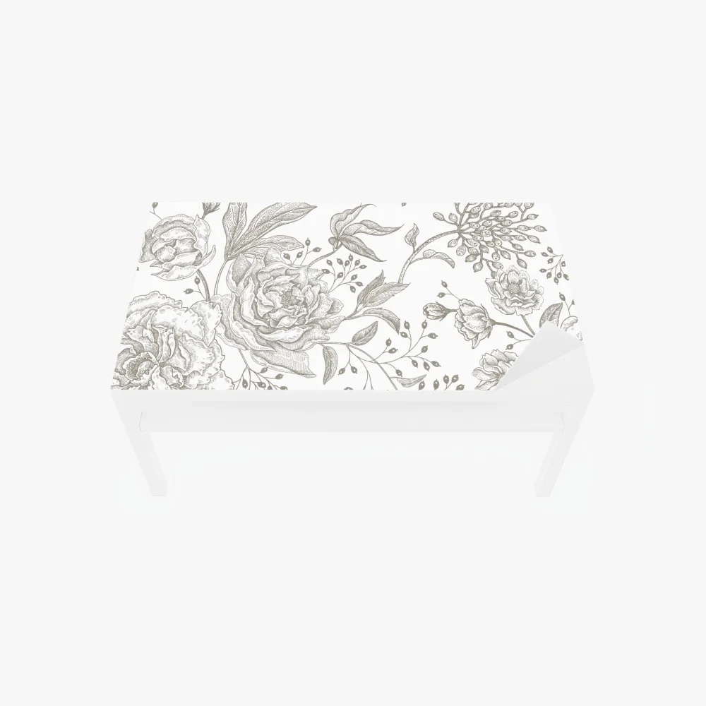 Tischaufkleber und Schreibtischaufkleber zartes botanisches blumenmuster im vintage-stil – Wallnifity® Tischaufkleber und Schreibtischaufkleber zartes botanisches blumenmuster im vintage-stil – Wallnifity®