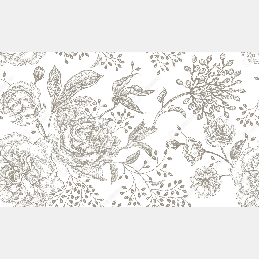 Tischaufkleber und Schreibtischaufkleber zartes botanisches blumenmuster im vintage-stil – Wallnifity® Tischaufkleber und Schreibtischaufkleber zartes botanisches blumenmuster im vintage-stil – Wallnifity®