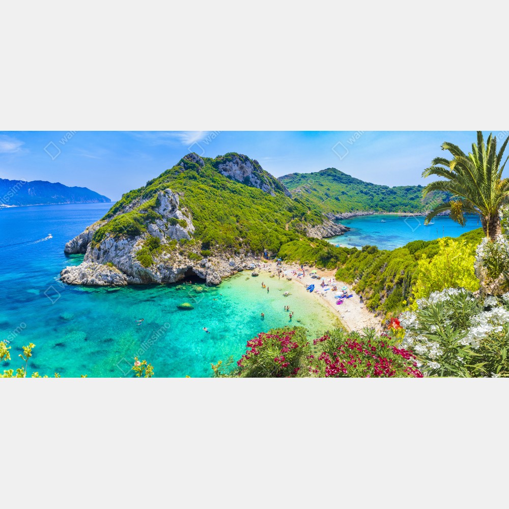 Tischaufkleber und Schreibtischaufkleber Porto Timoni panoramischer strand, Korfu – Wallnifity® Tischaufkleber und Schreibtischaufkleber Porto Timoni panoramischer strand, Korfu – Wallnifity®
