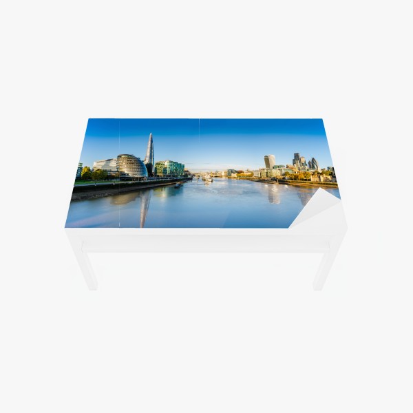 Tischaufkleber und Schreibtischaufkleber luftige wolkenlandschaft im soften blau – Wallnifity®
