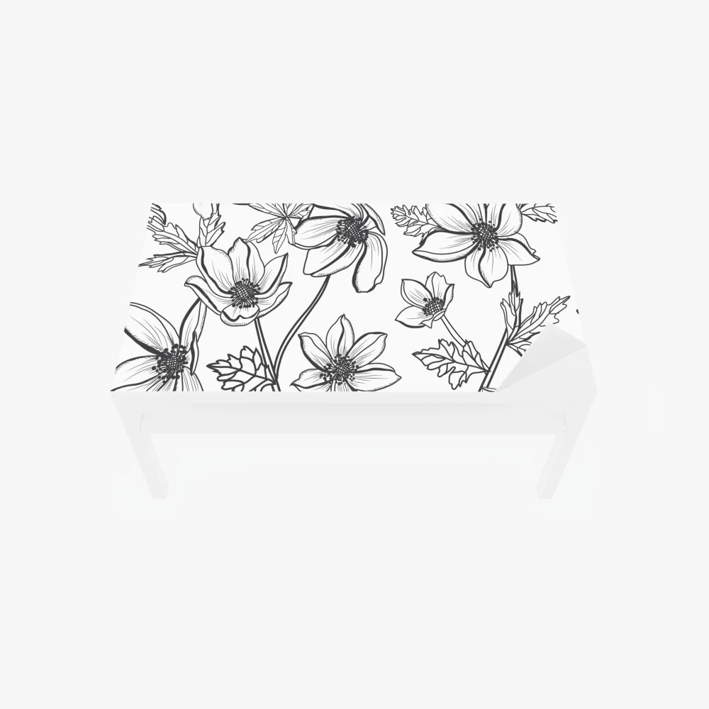Tischaufkleber und Schreibtischaufkleber botanische linienzeichnung mit blumen – Wallnifity® Tischaufkleber und Schreibtischaufkleber botanische linienzeichnung mit blumen – Wallnifity®