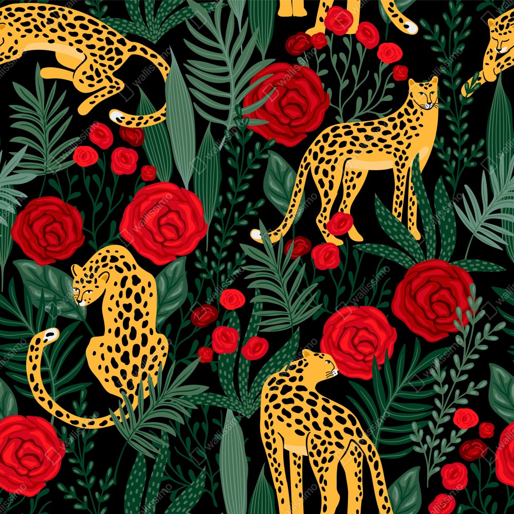 Tischaufkleber und Schreibtischaufkleber exotisches muster mit leoparden und rosen – Wallnifity® Tischaufkleber und Schreibtischaufkleber exotisches muster mit leoparden und rosen – Wallnifity®