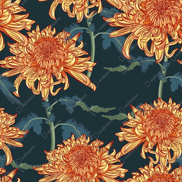 Tischaufkleber und Schreibtischaufkleber goldene chrysantheme botanisches muster – Wallnifity® Tischaufkleber und Schreibtischaufkleber goldene chrysantheme botanisches muster – Wallnifity®